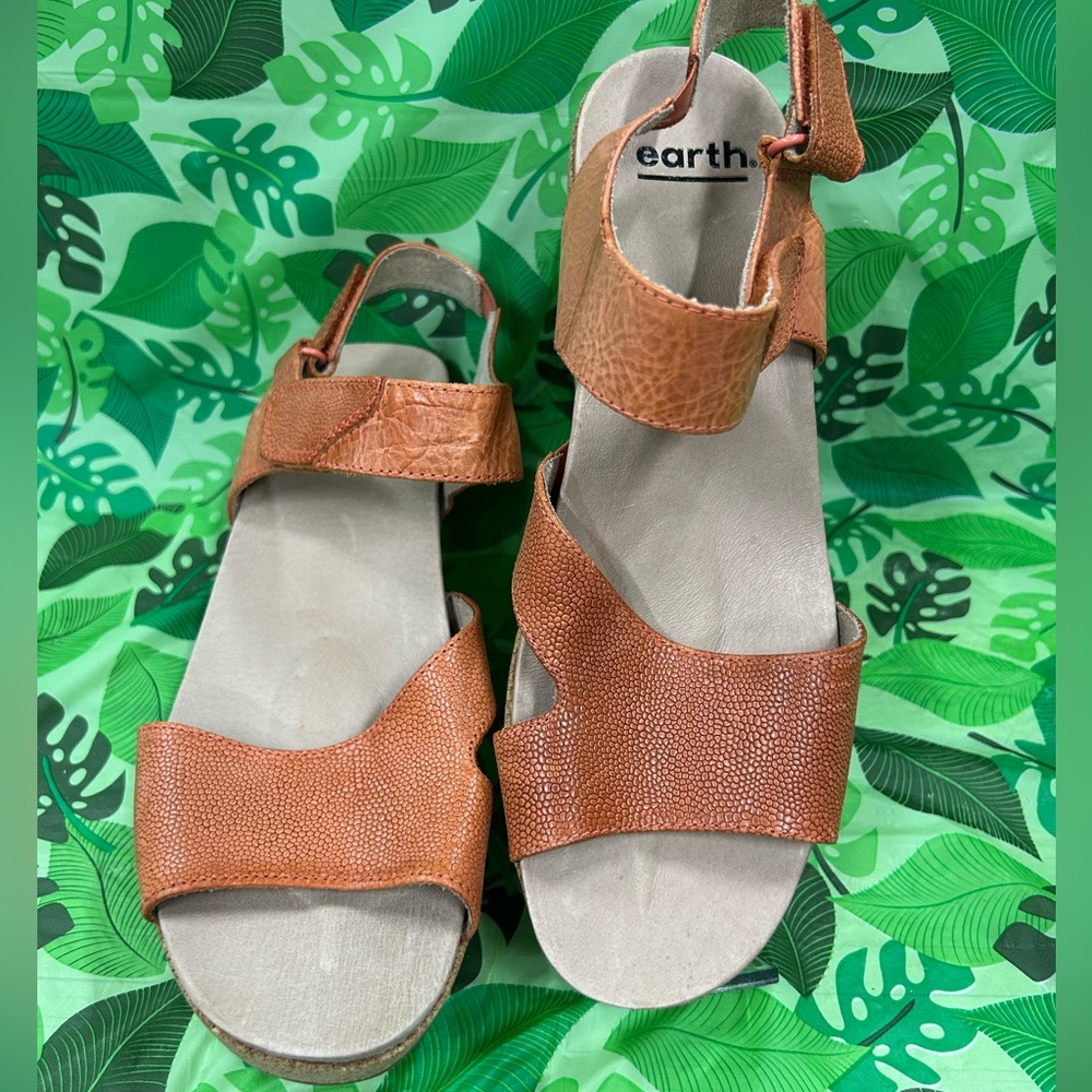 Earth Womens Khaya Kella Orange Ankle Strap Heels Size 10 Orange